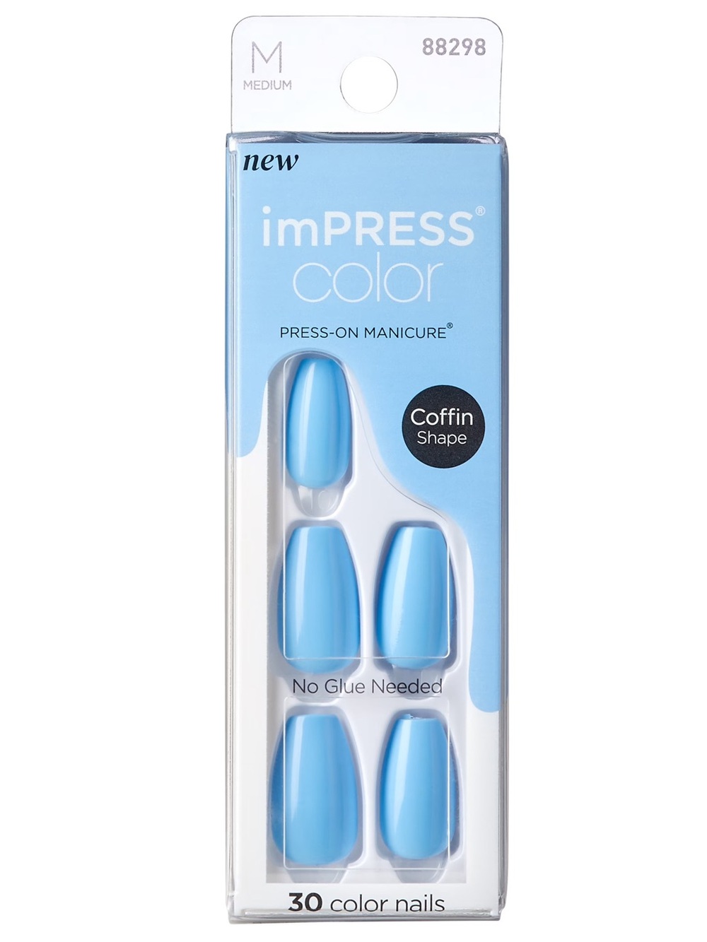 imPRESS Press-On Manicure Coffin Shape - Light Blue Nails